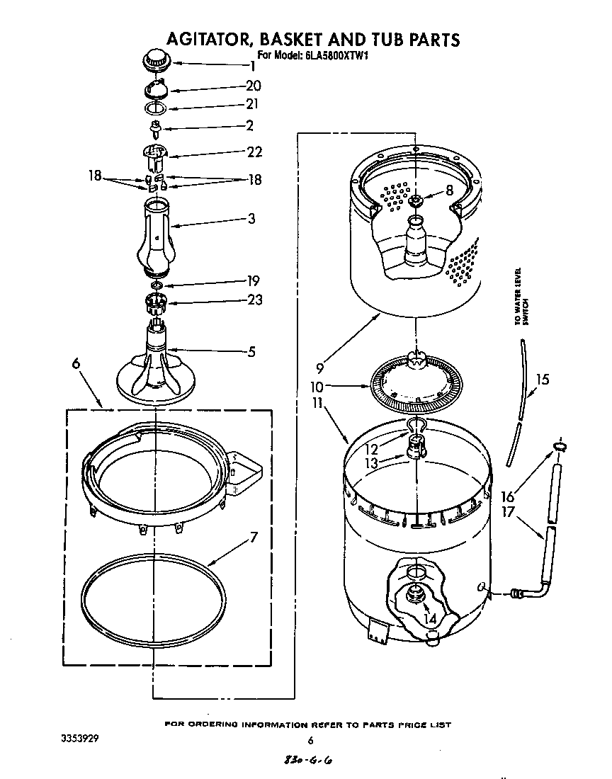 Agitator, basket and tub