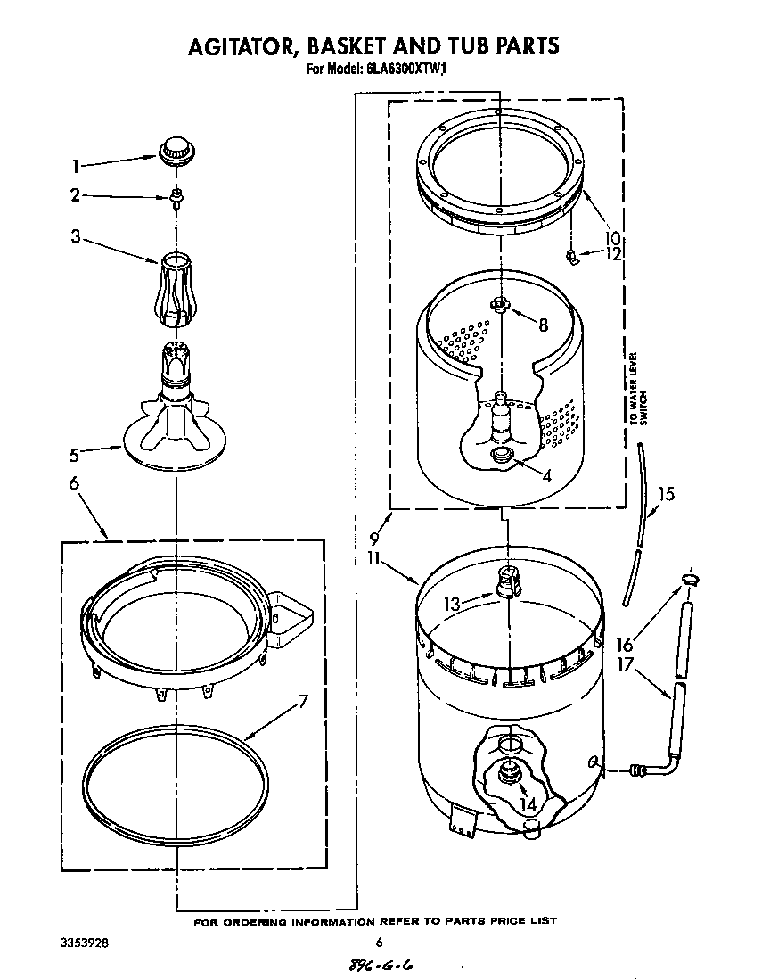 AGITATOR, BASKET AND TUB