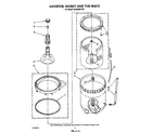 Whirlpool 6LA6300XTW1 agitator, basket and tub diagram