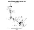Whirlpool 6LA6300XTW1 brake, clutch, gearcase, motor and pump diagram