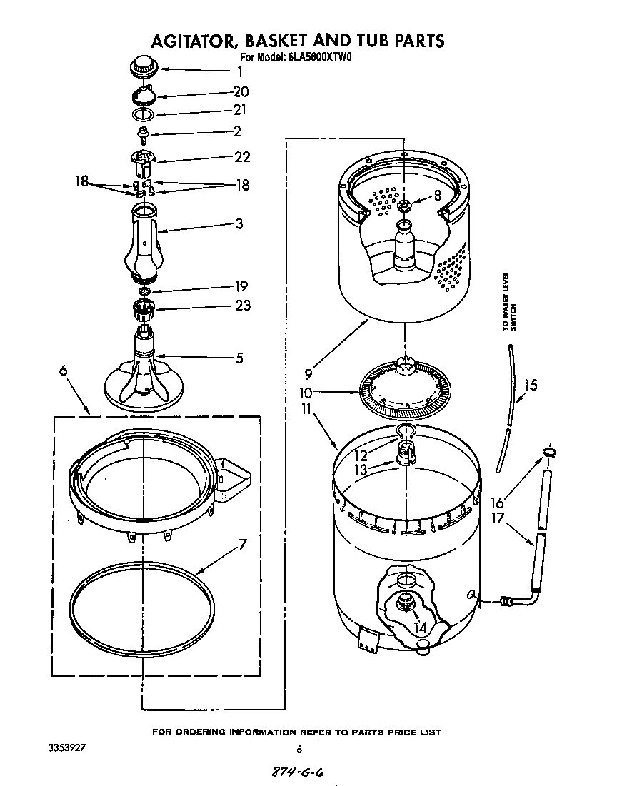 AGITATOR, BASKET AND TUB