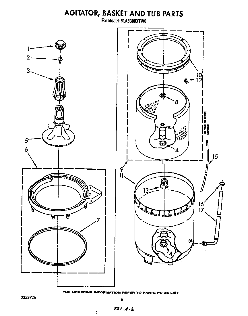 AGITATOR, BASKET AND TUB