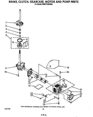 Brake, clutch, gearcase, motor and pump