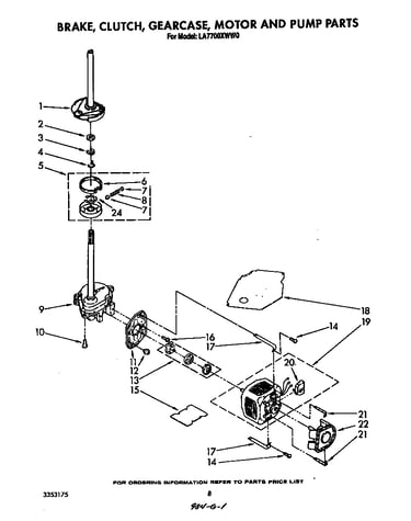 Brake, clutch, gearcase, motor and pump