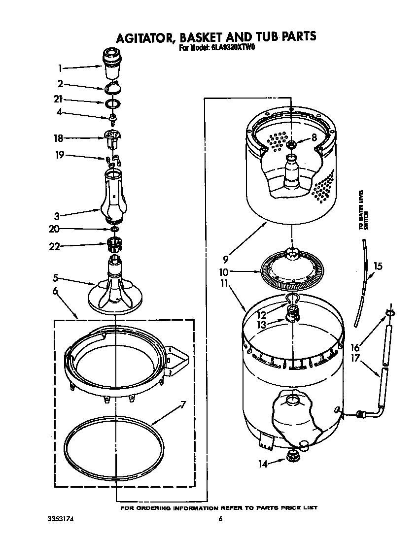 AGITATOR, BASKET AND TUB