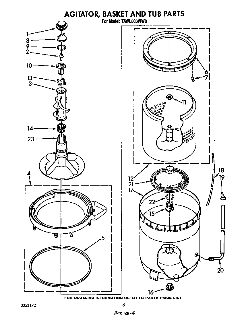 Agitator, basket and tub