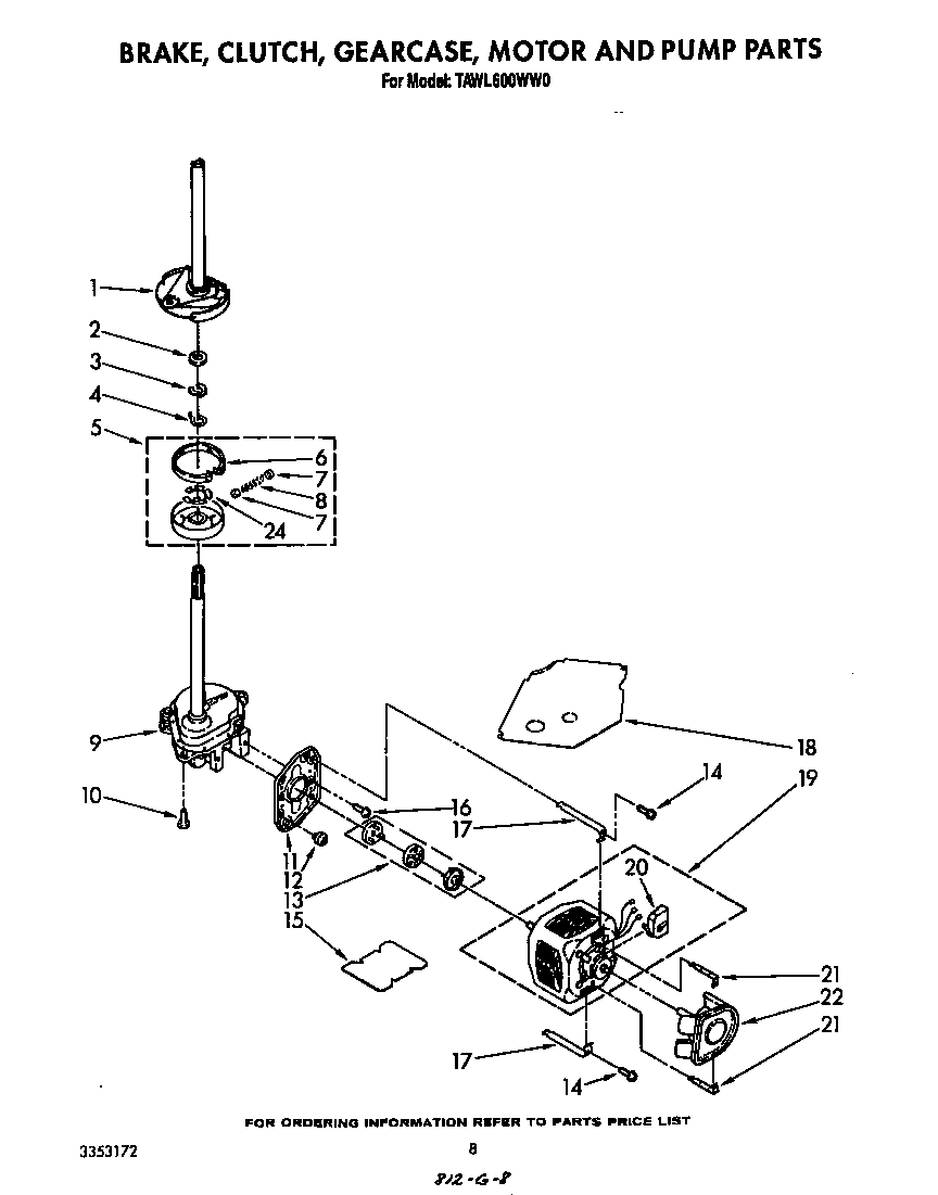 Brake, clutch, gearcase, motor and pump