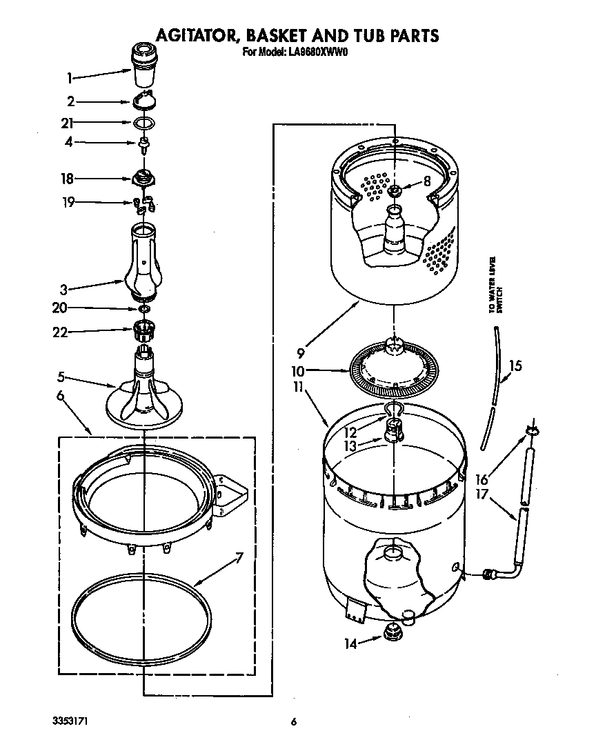 AGITATOR, BASKET AND TUB