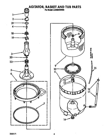 Agitator, basket and tub