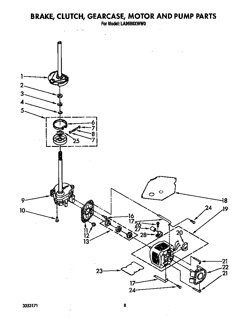 BRAKE, CLUTCH, GEARCASE MOTOR AND PUMP