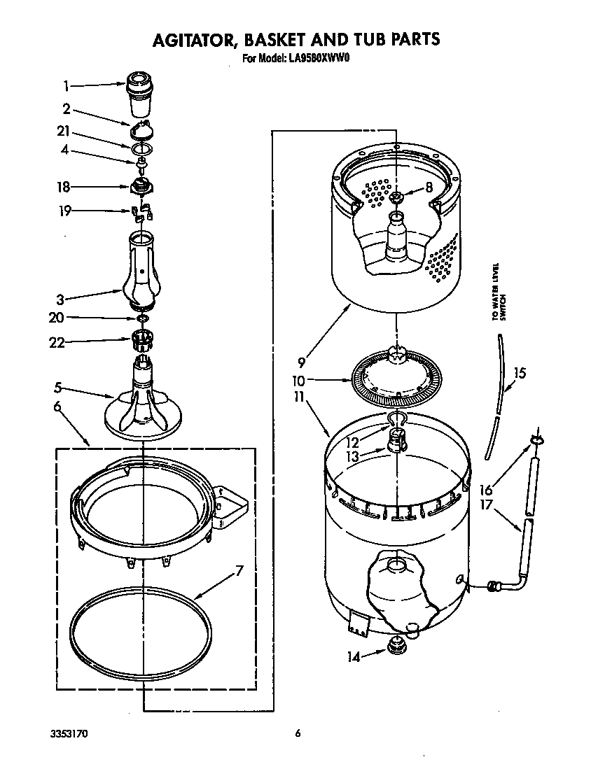 AGITATOR, BASKET AND TUB