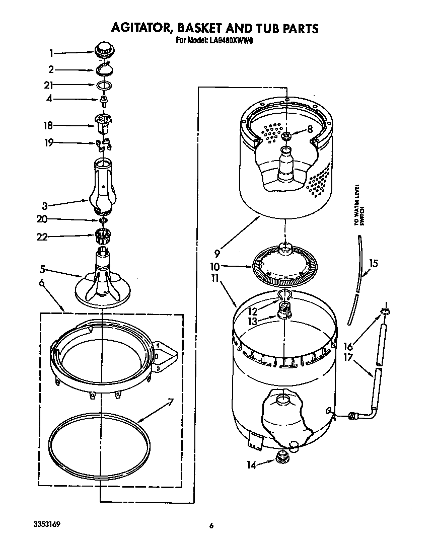Agitator, basket and tub