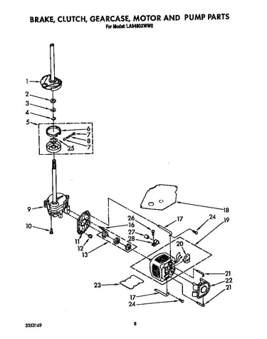 Brake, clutch, gearcase motor and pump