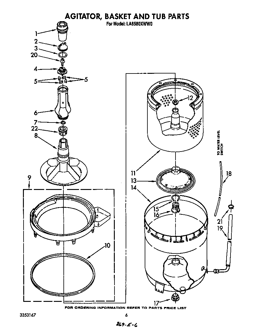 AGITATOR, BASKET AND TUB