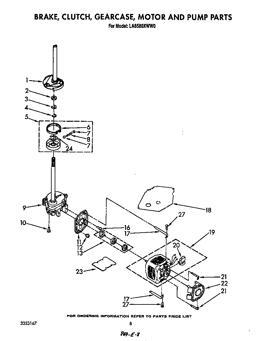 BRAKE, CLUTCH, GEARCASE, MOTOR AND PUMP