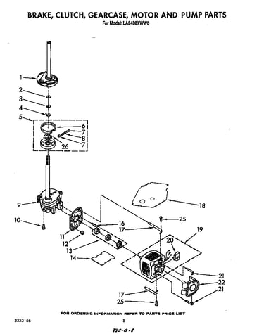 Brake, clutch, gearcase, motor and pump