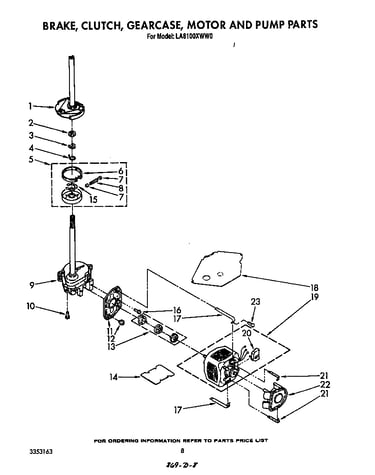 Brake, clutch, gearcase, motor and pump