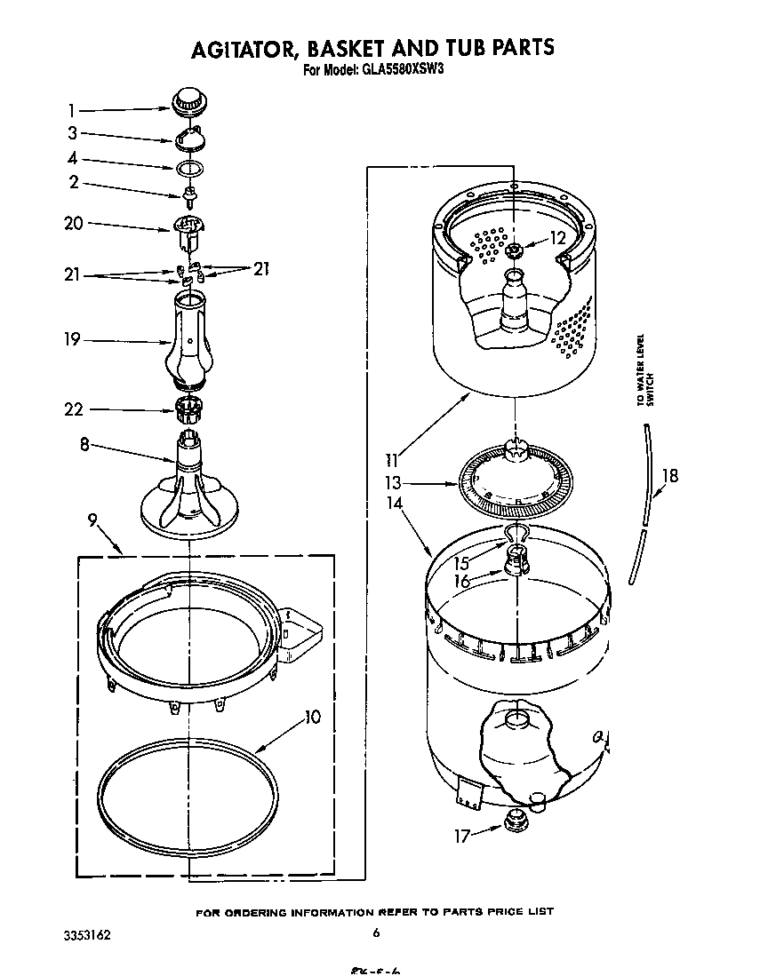 AGITATOR, BASKET AND TUB