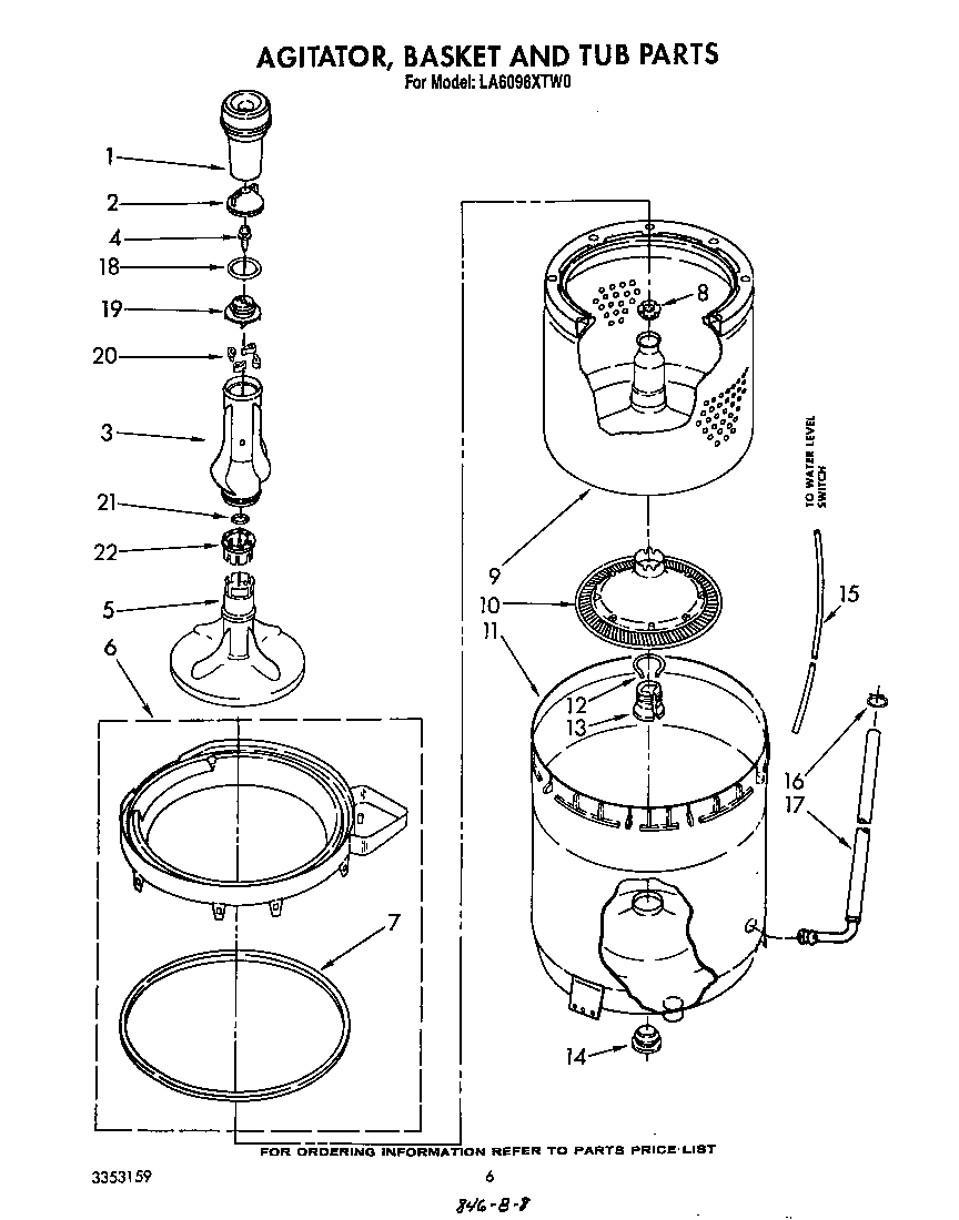 AGITATOR, BASKET AND TUB