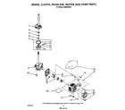 Whirlpool LA6098XTW0 brake, clutch, gearcase, motor and pump diagram