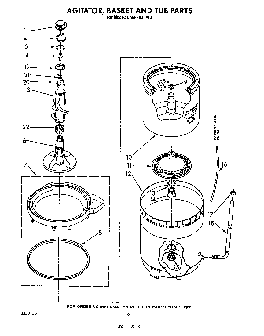 Agitator, basket and tub