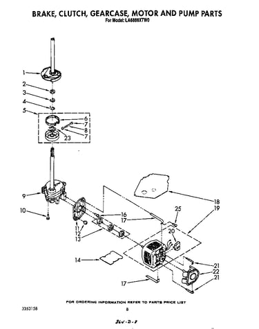 Brake, clutch, gearcase, motor and pump