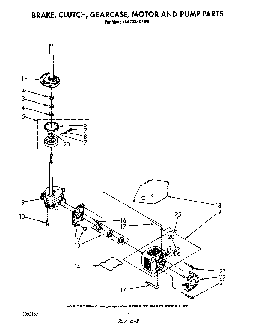 Brake, clutch, gearcase, motor and pump