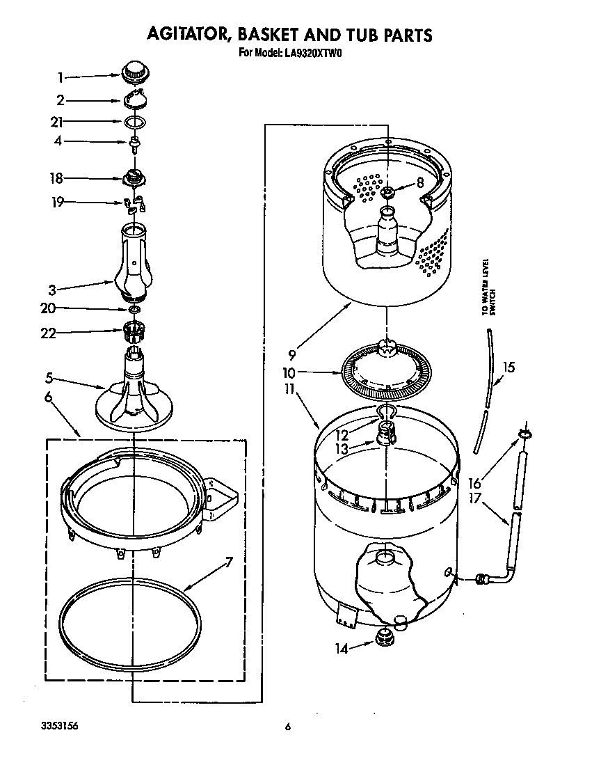 AGITATOR, BASKET AND TUB