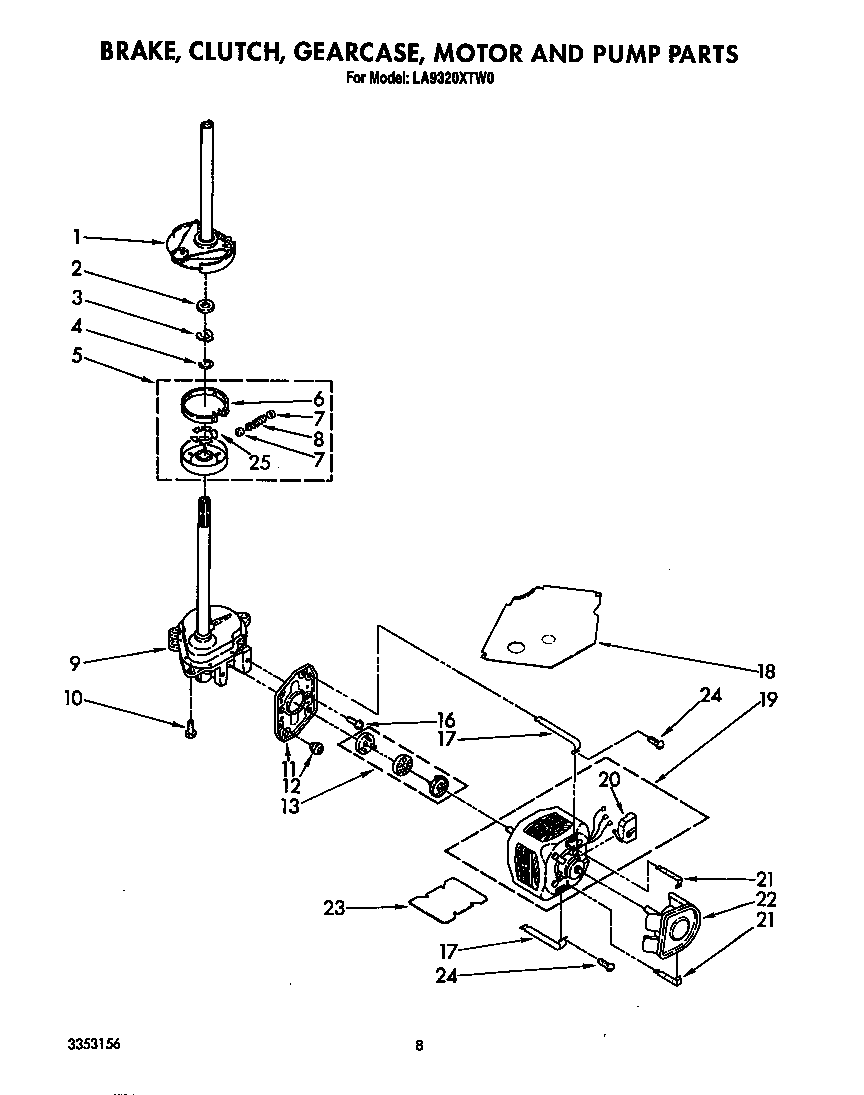 Brake, clutch, gearcase motor and pump