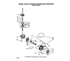 Whirlpool LA5381XXW0 brake, clutch, gearcase, motor and pump diagram