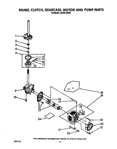Brake, clutch, gearcase, motor and pump