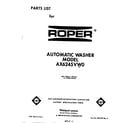 Roper AX6245VW0 front cover diagram