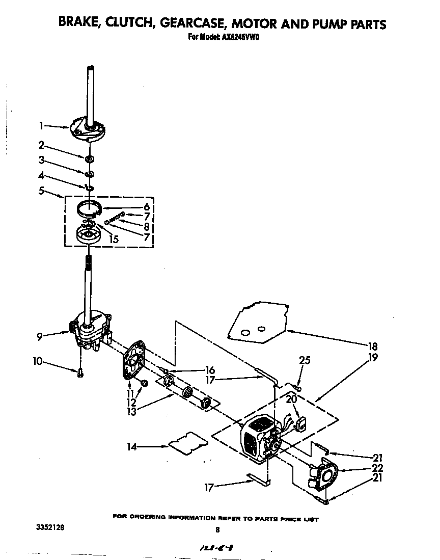 Brake, clutch, gearcase, motor and pump