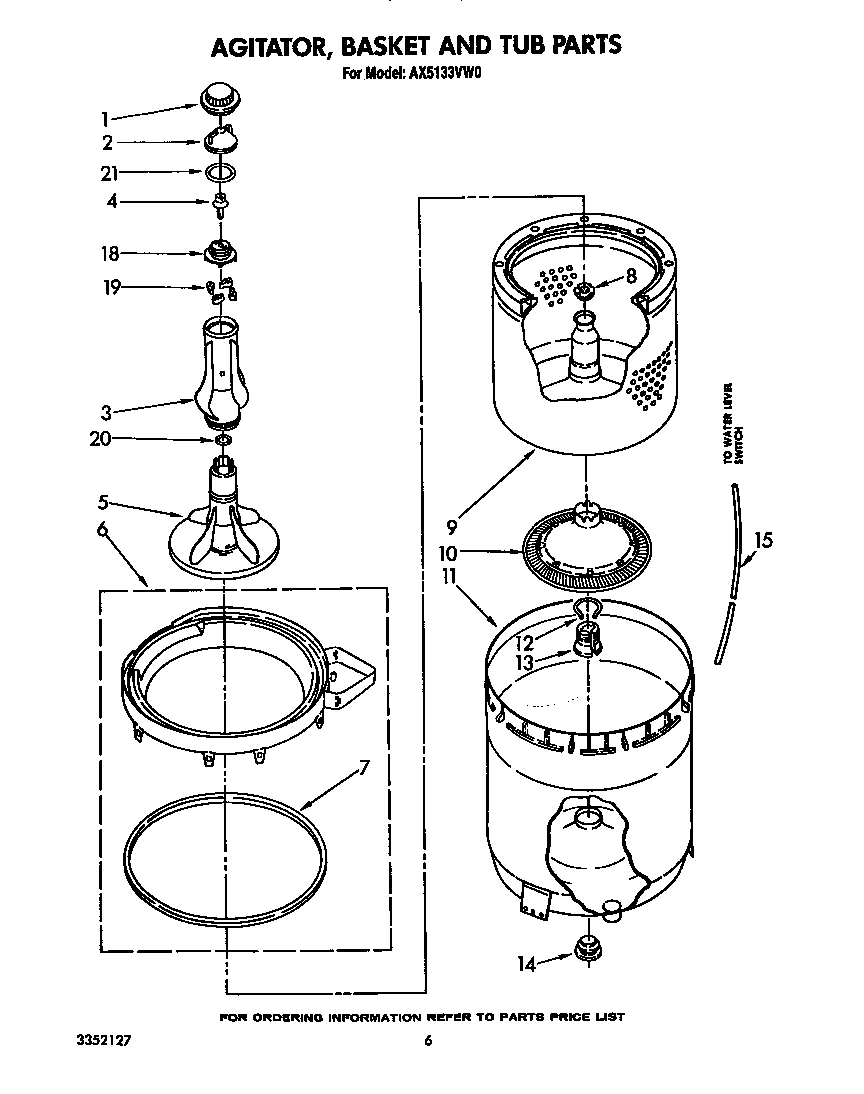 AGITATOR, BASKET AND TUB