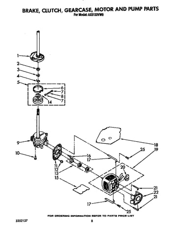 Brake, clutch, gearcase, motor and pump