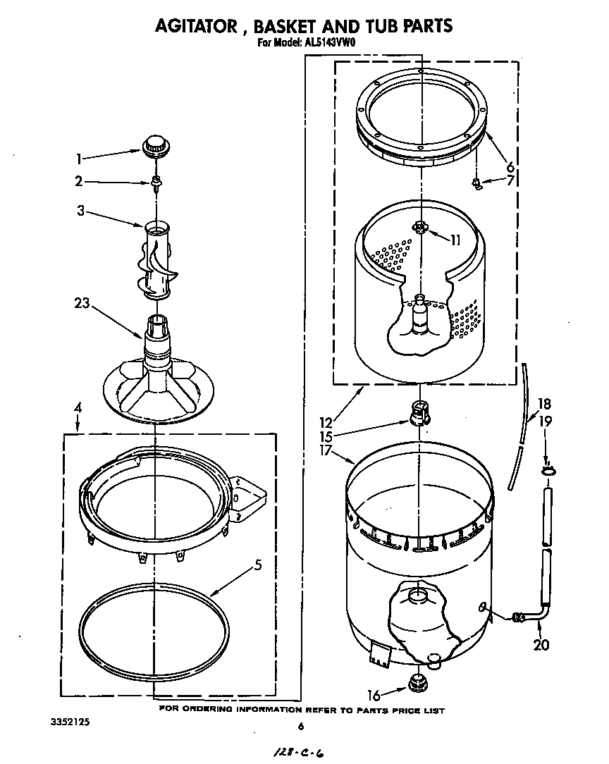 AGITATOR, BASKET AND TUB