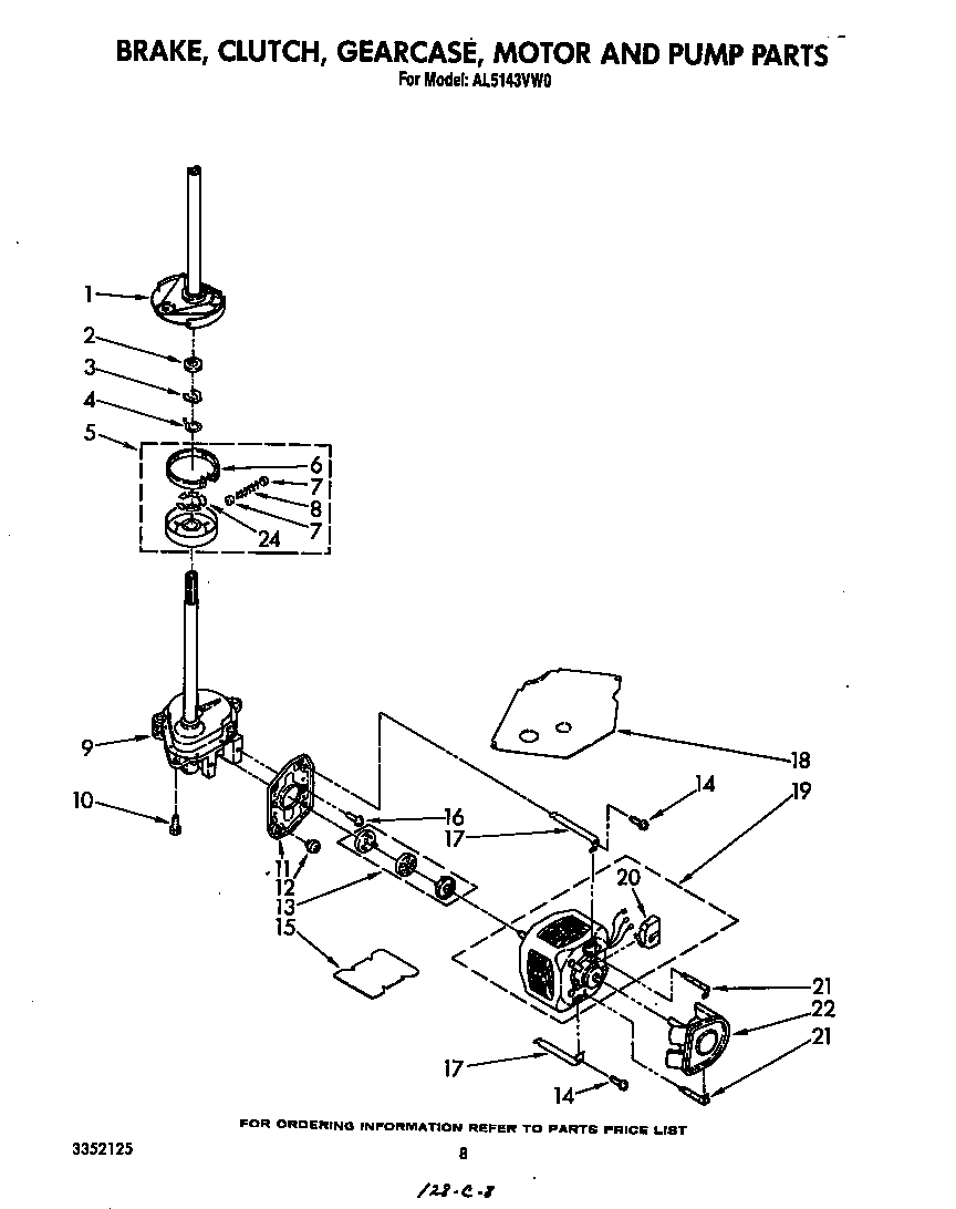 Brake, clutch, gearcase, motor and pump