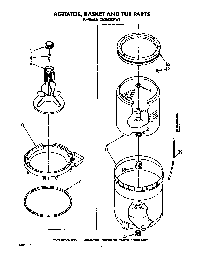 AGITATOR, BASKET AND TUB