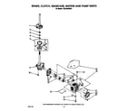 Whirlpool CA2762XWW0 brake, clutch, gearcase, motor and pump diagram