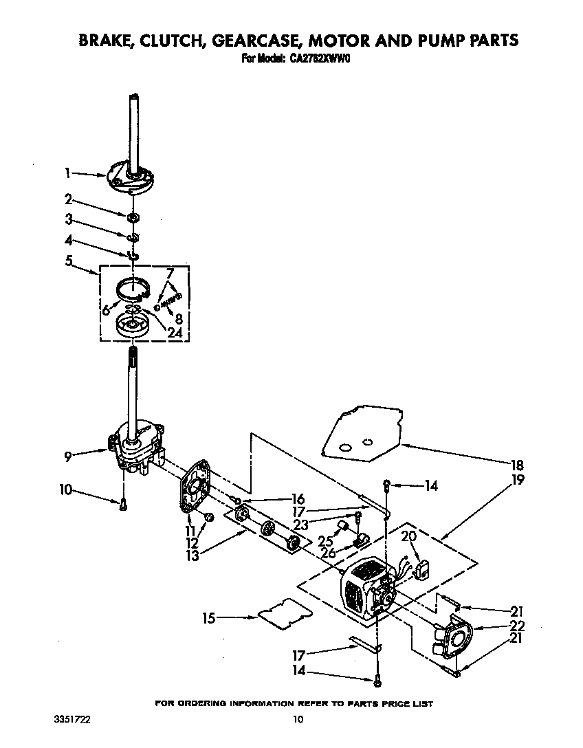 Brake, clutch, gearcase, motor and pump