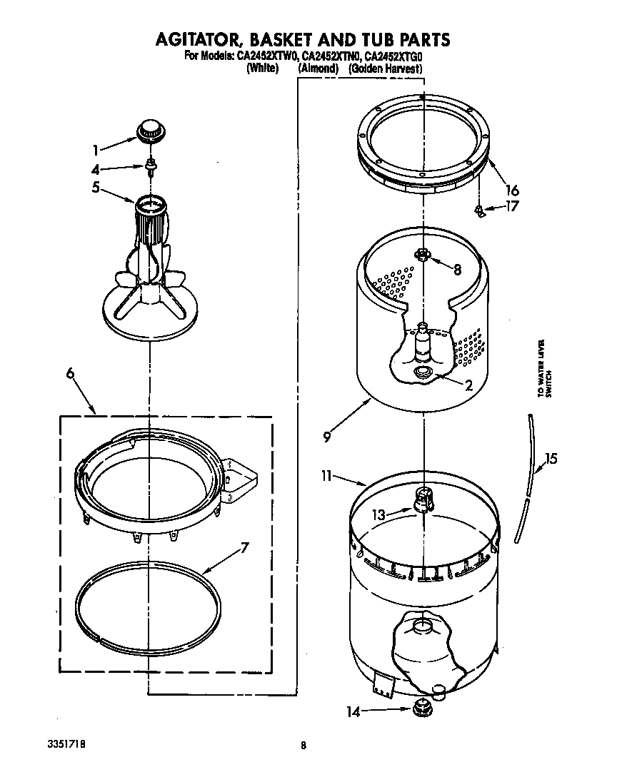 Agitator, basket and tub
