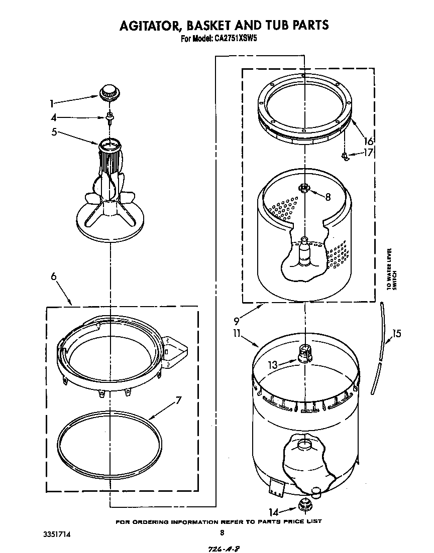 AGITATOR, BASKET AND TUB