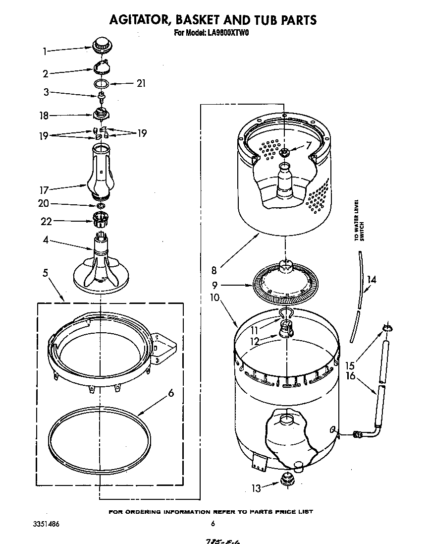 AGITATOR, BASKET AND TUB