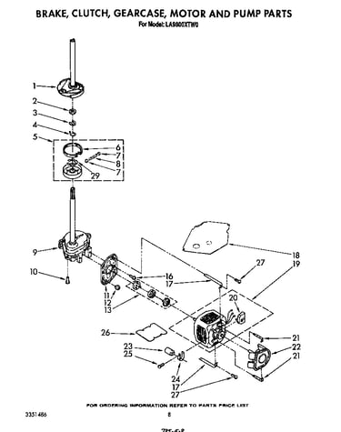 Brake, clutch, gearcase, motor and pump