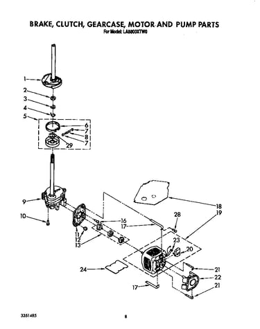 Brake, clutch, gearcase, motor and pump