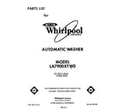 Whirlpool LA7900XTW0 front cover diagram