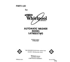 Whirlpool LA7800XTW0 front cover diagram