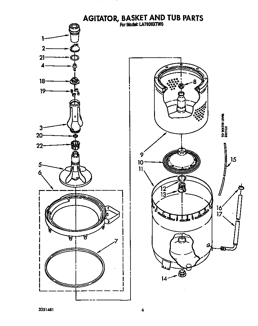 AGITATOR, BASKET AND TUB