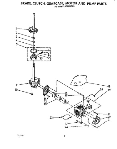 Brake, clutch, gearcase, motor and pump