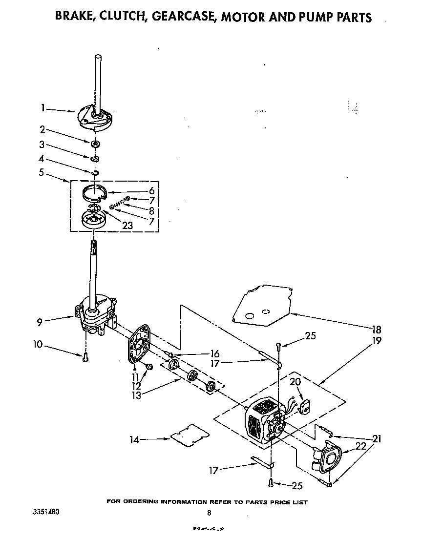 Brake, clutch, gearcase, motor and pump